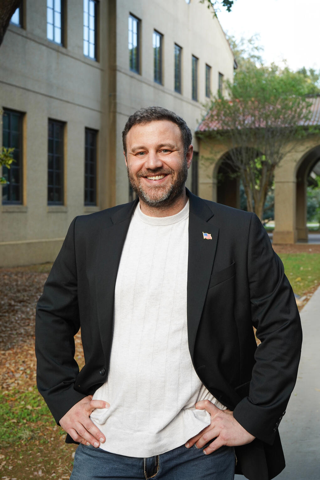 Matt Gromlich, candidate for Congress in Louisiana’s 4th district, standing in front of the Shreveport bridge.